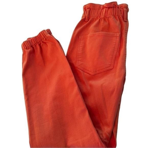 Express Super High Waisted Orange Denim Joggers - Picture 3 of 6